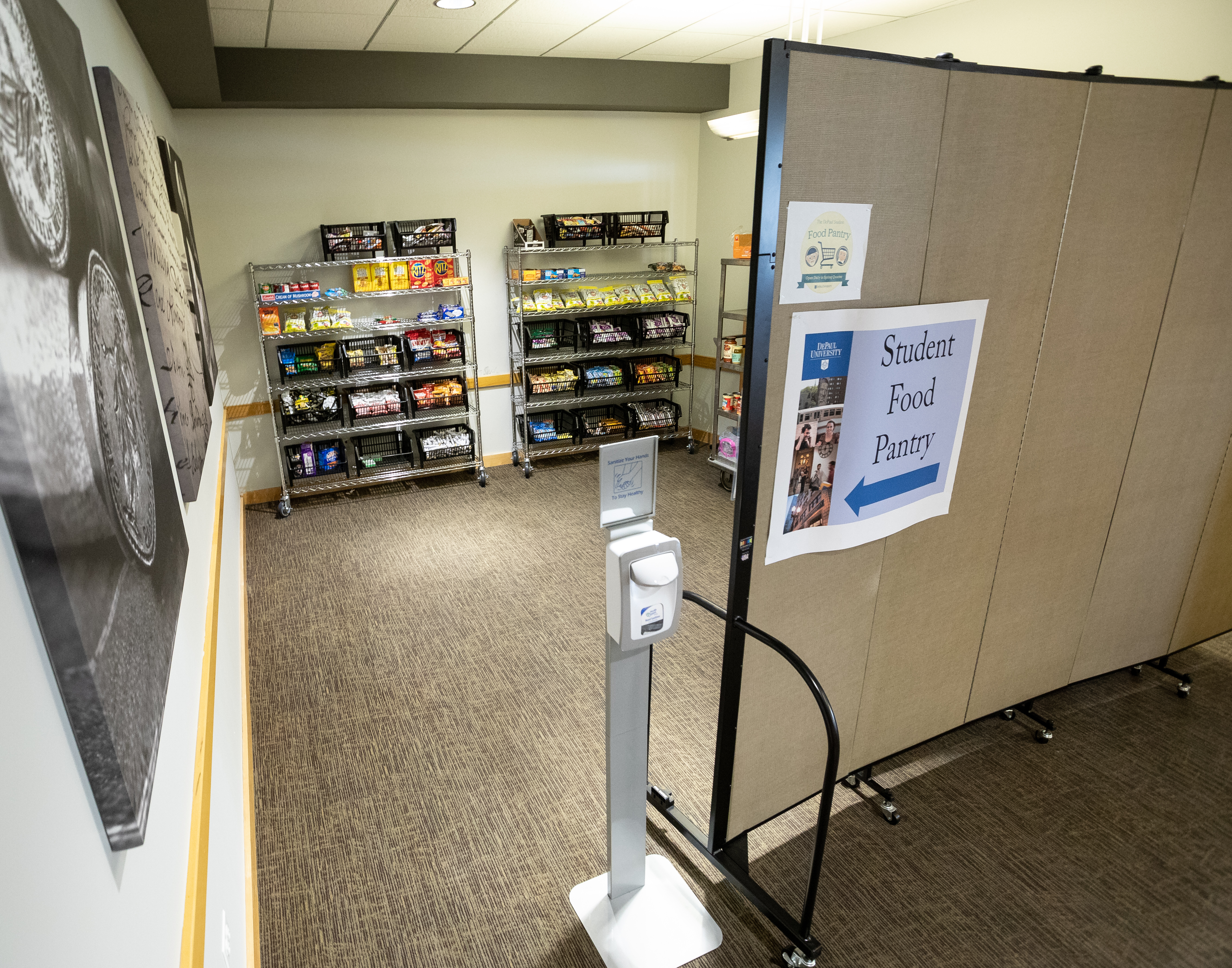 The university is expanding upon its already established student food pantry to launch The Basic Needs Hub, which offers toiletries, bed sheets and other essential items to Blue Demons in need. (DePaul University/Jeff Carrion) 