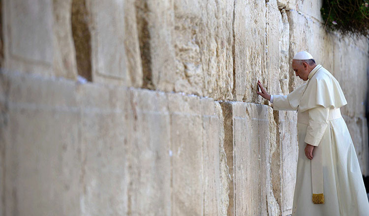 Pope Francis at the Western Wall in Israel