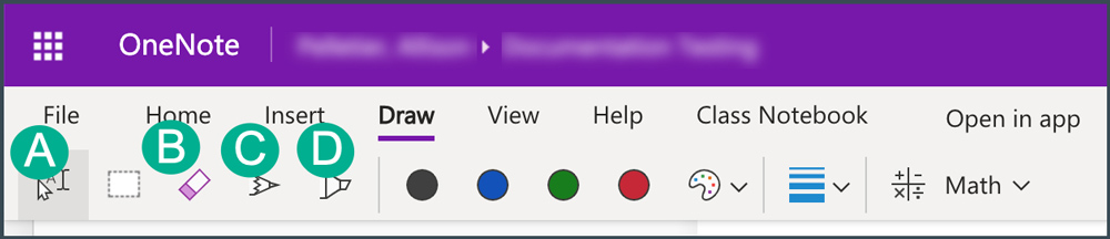 annotation tool icons in onenote