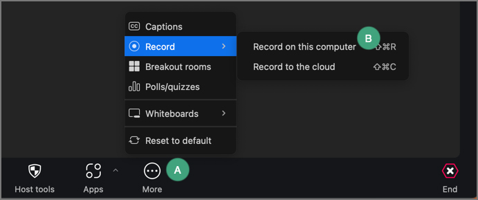 screenshot of a zoom meeting window with a label on the more button