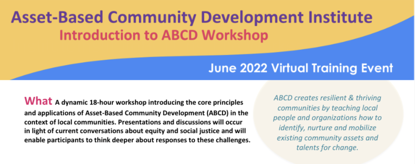 ABCD Banner and description of event