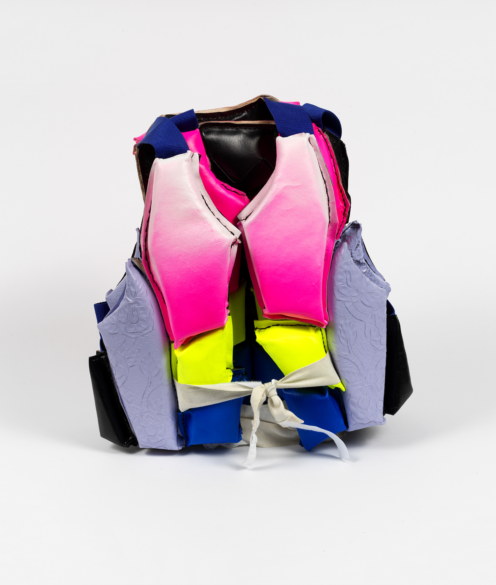 Betsy Odom, Life Vest, 2018. Leather, paint, strapping, fabric. Courtesy of the artist. Photo: Tom Van Eynde