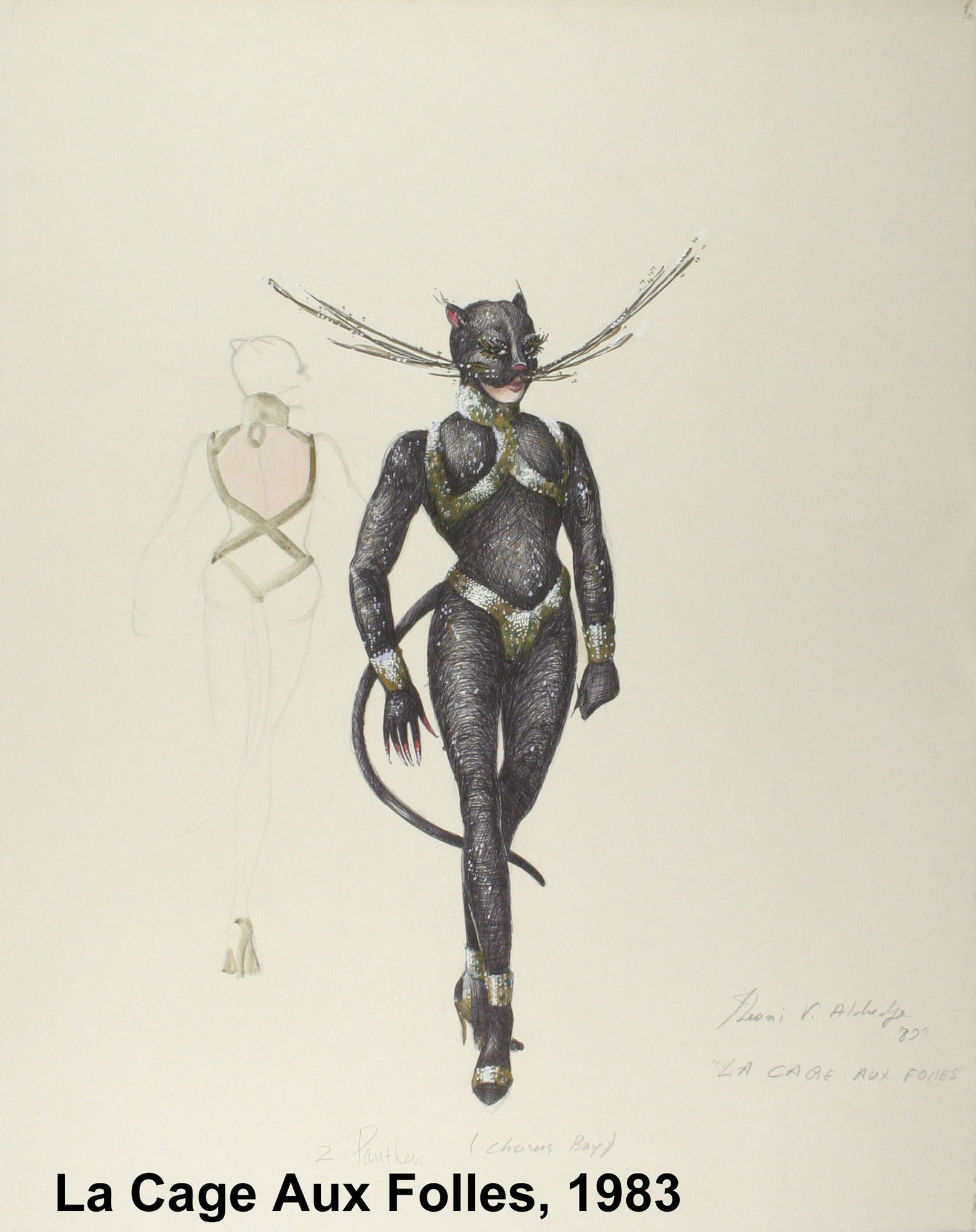 Theoni V. Aldredge, Sketch for “La Cage aux Folles,” 1983
