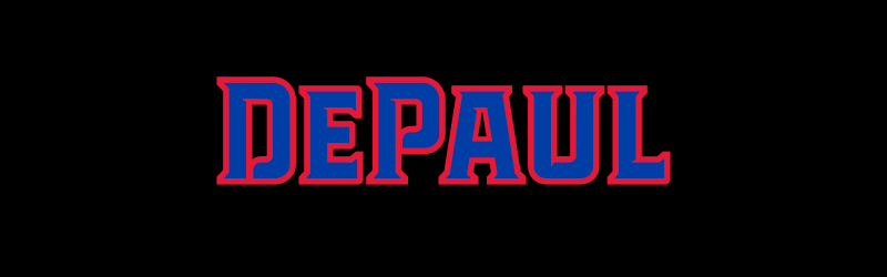 Blue and red affinity mark on black background