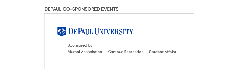 DePaul logo and signature above sponsor list