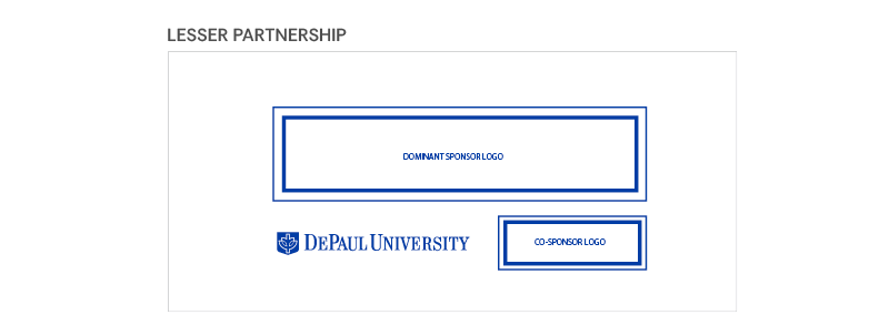 Lesser partner: DePaul logo and signature below and smaller than placeholder
