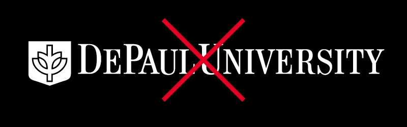 Incorrect usage: DePaul logo on black background