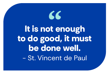 St. Vincent de Paul quote on leaf shape background