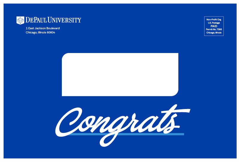 Envelope with congrats written in Baystar script