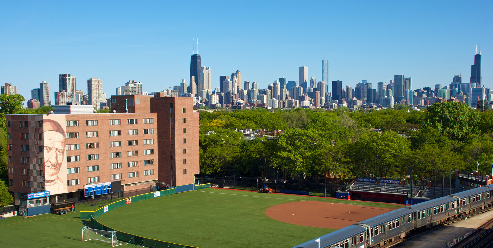 Chicago skyline as seen from DePaul University's Lincoln Park Campus