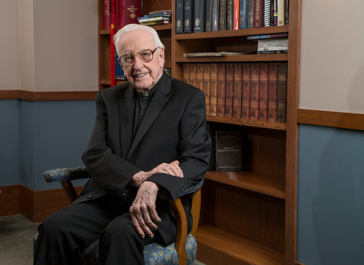 The Rev. John T. Richardson, C.M., served as president of DePaul University from 1981-93 and chancellor from 1993-2017. (DePaul University/Jamie Moncrief)