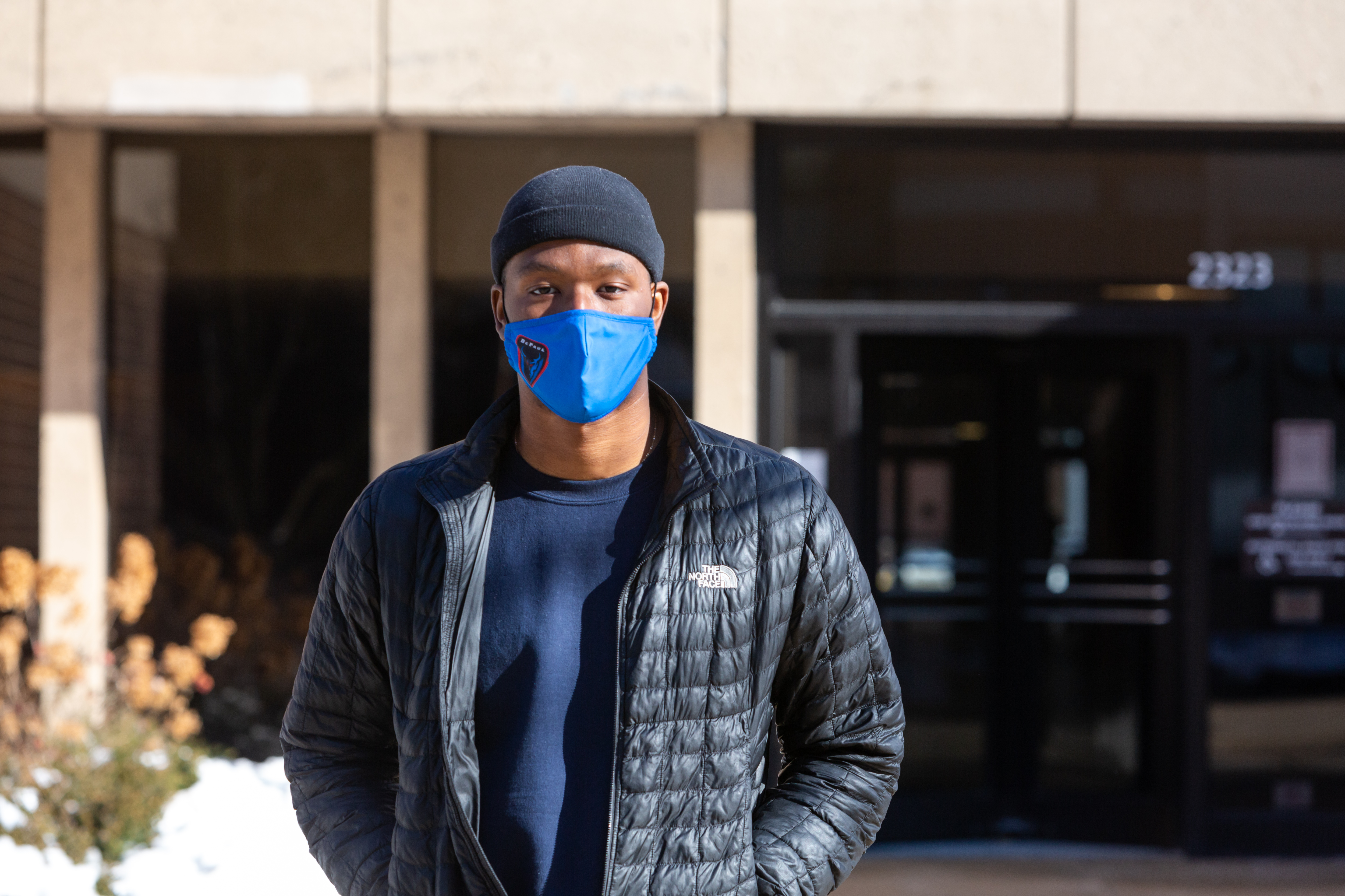 Male student with face mask