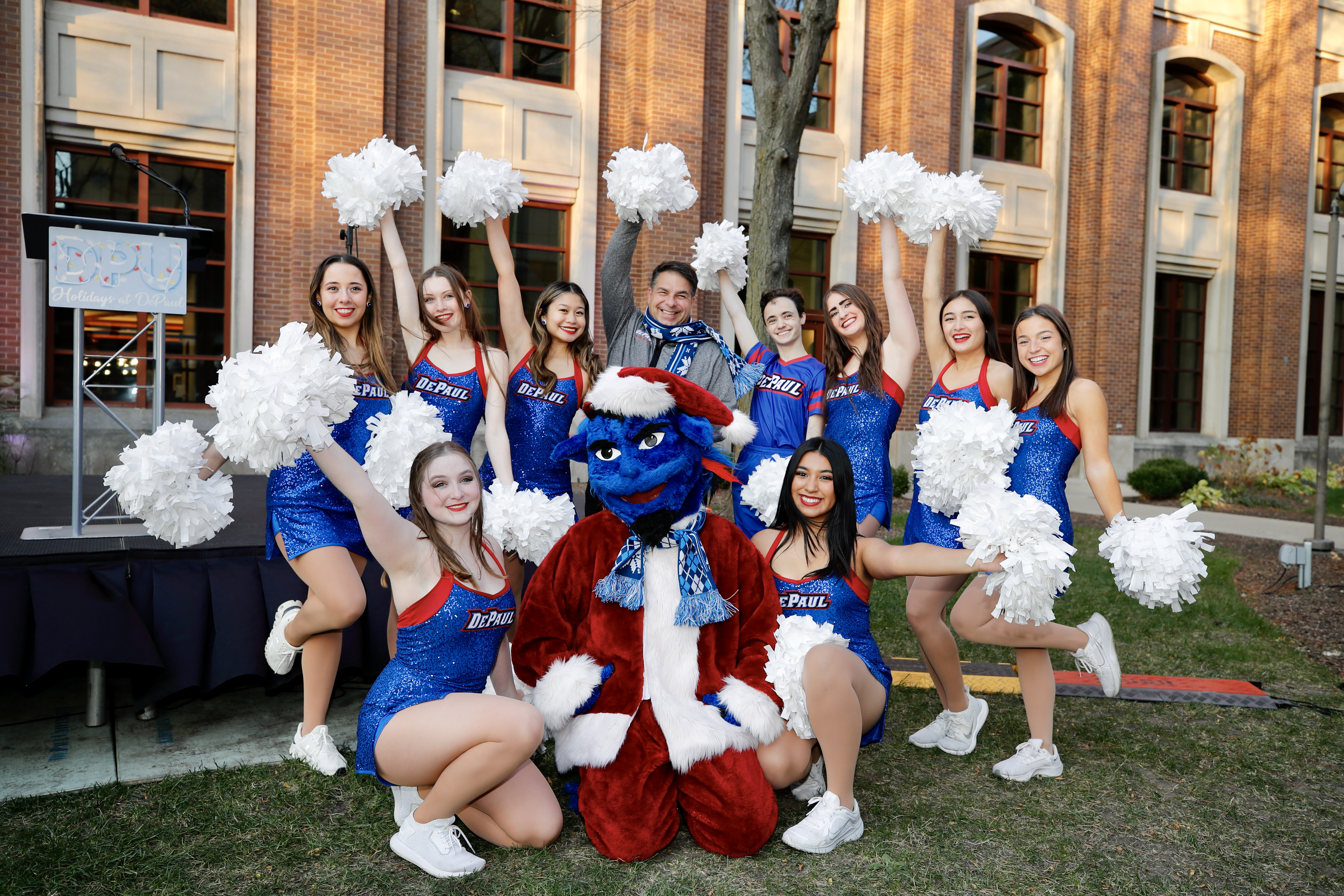 DePaul Dance and Cheer squad pose with DIBS.