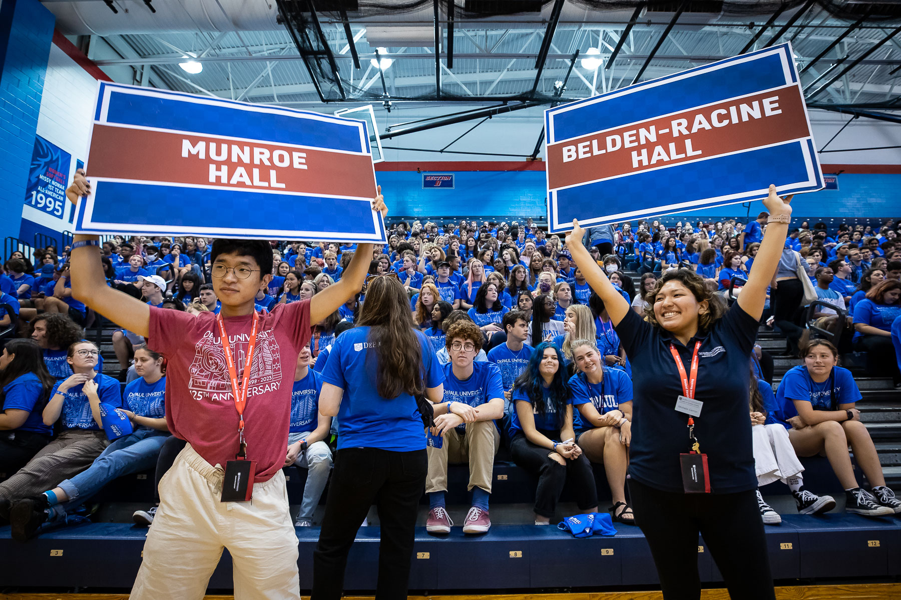 New students assembled in McGrath-Phillips Arena according to their residence halls. New commuter and graduate students were also included. (DePaul University/Jeff Carrion)