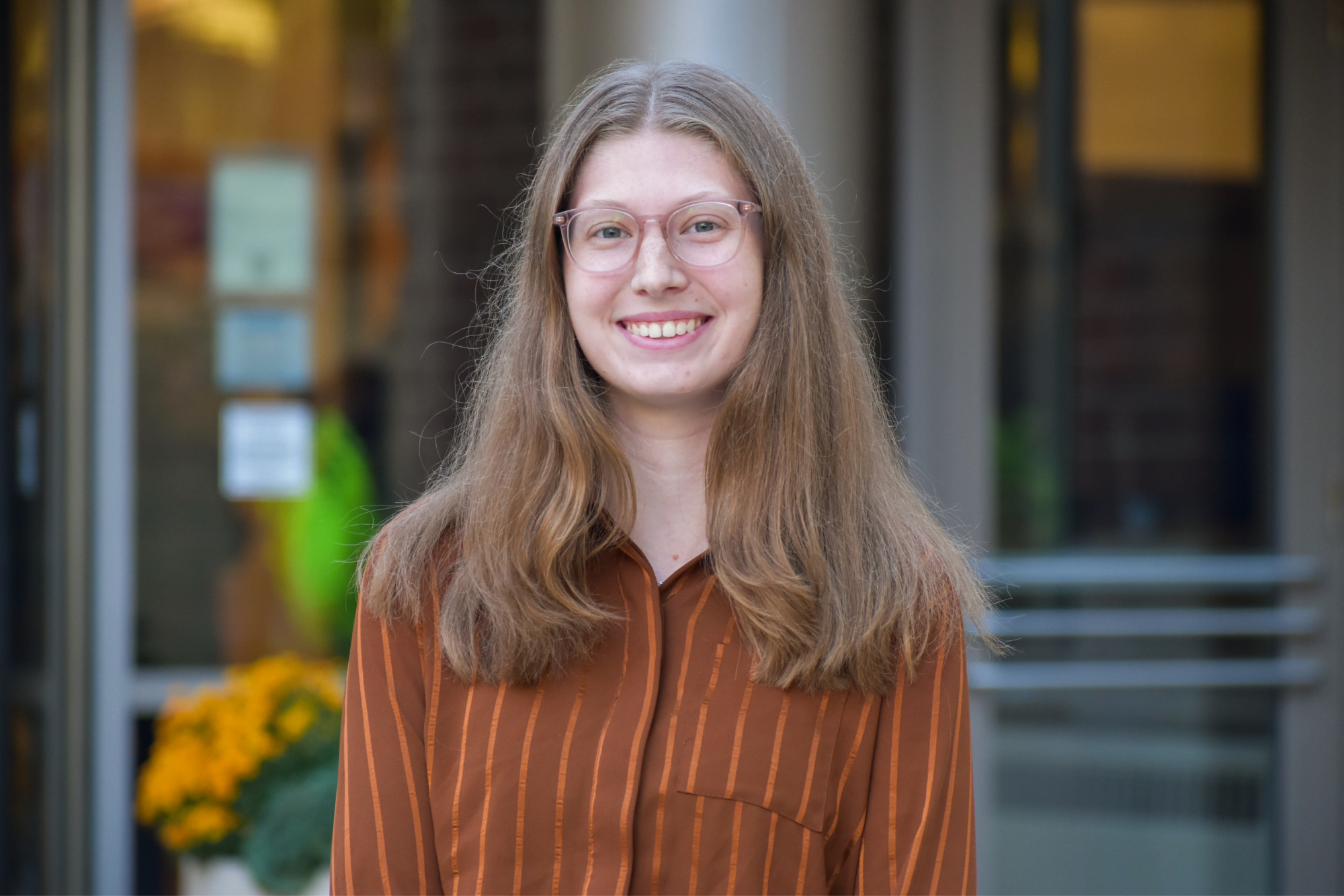 Woman smiling on Lincoln Park Campus Woman smiling on Lincoln Park Campus