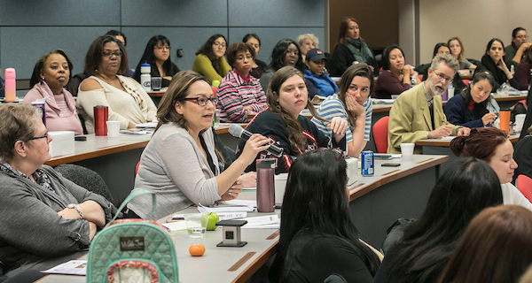 Faculty organized a February conference on traumatic brain injury and domestic violence, and some 120 people attended, including social workers, law enforcement and local health care workers. (DePaul University/Jamie Moncrief)