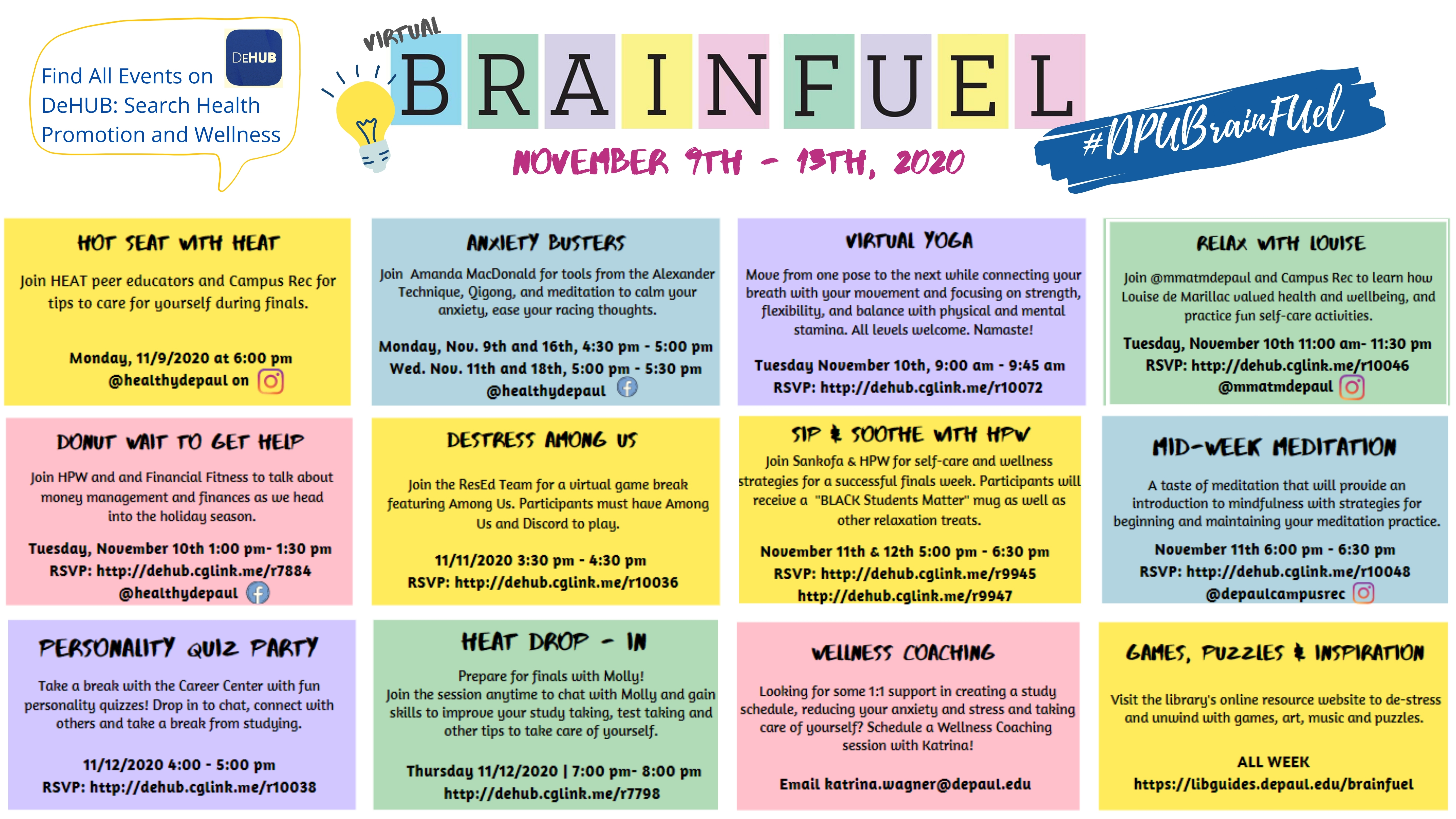 Brain Fuel Week Schedule