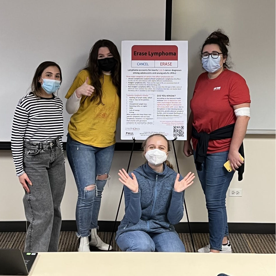 Team Beyond Blood is a group of students from the College of Communication working to spread awareness about lymphoma. (Image courtesy of Melania Toczko)