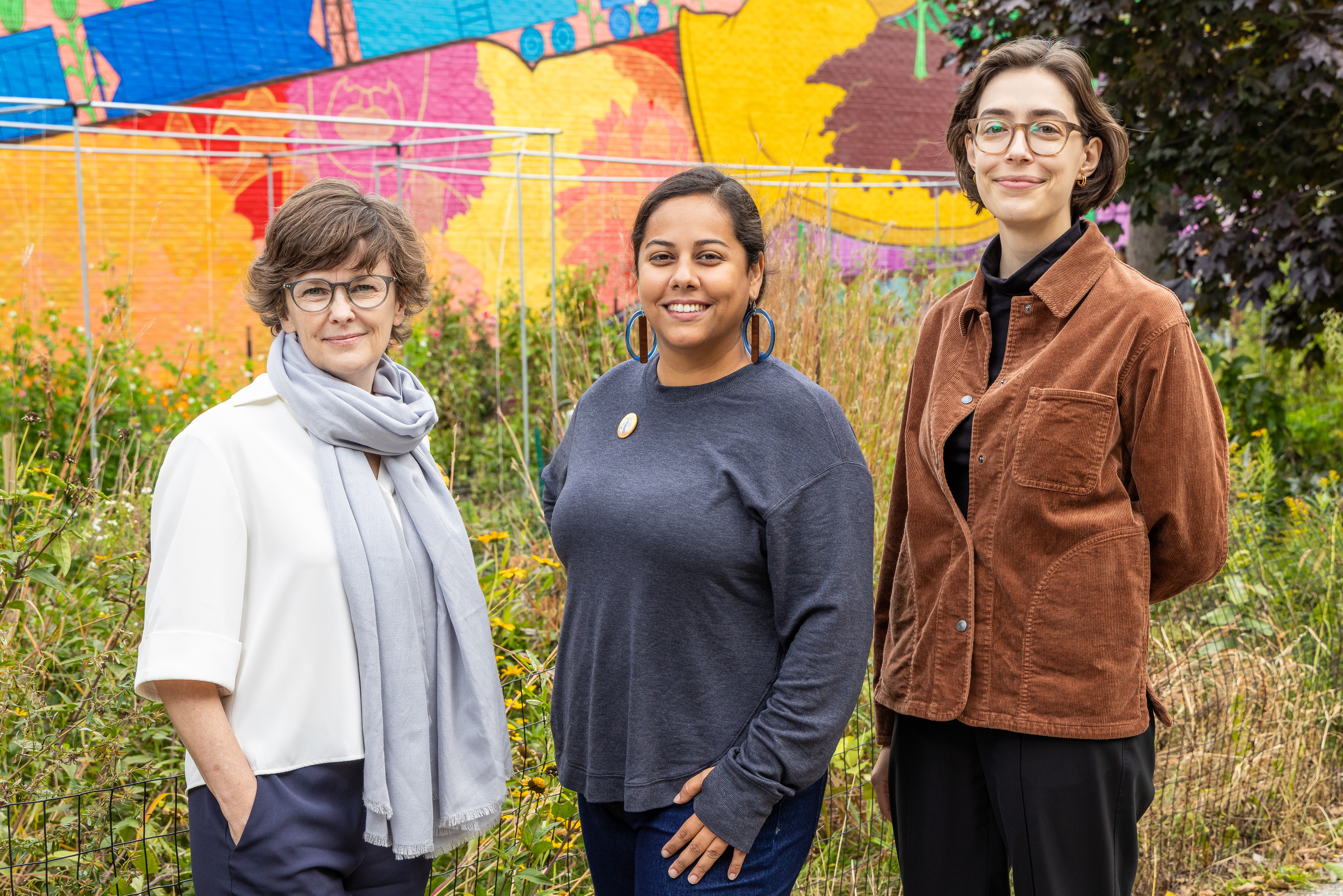Kimberly Quinn, Paula Acevedo, and Michelle Stuhlmacher at El Paseo Community Gardens 
