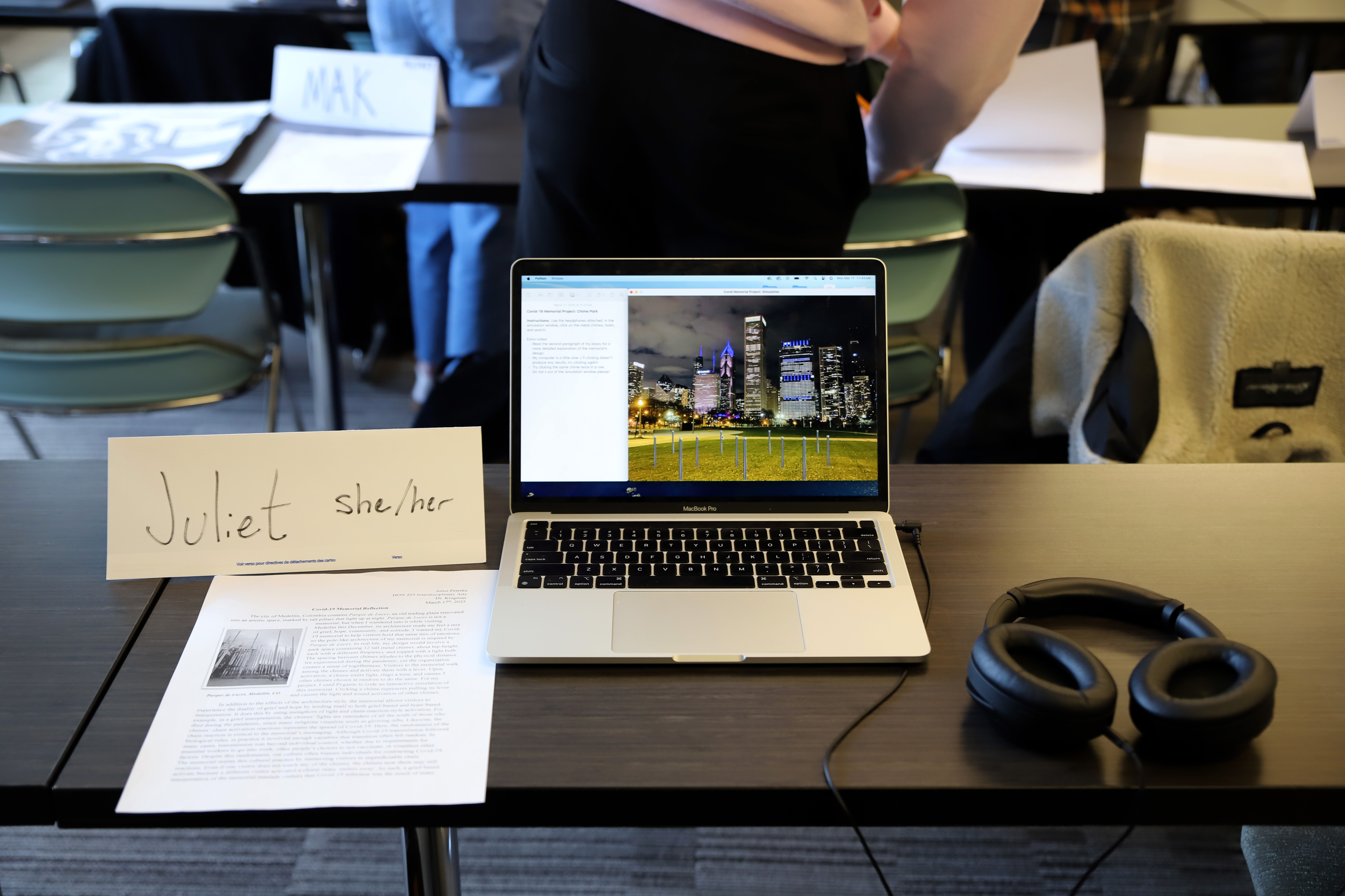 A student project on a computer