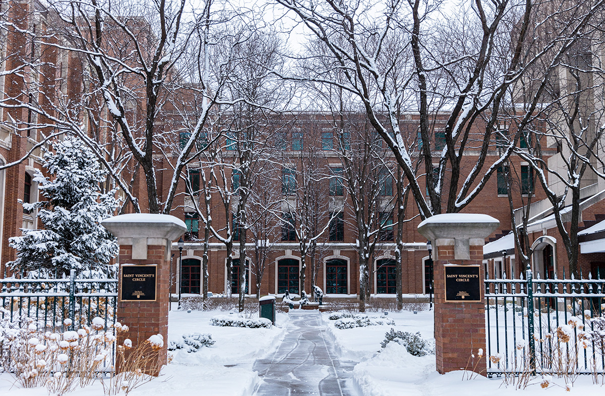 St. Vincent's Circle with snow on the ground