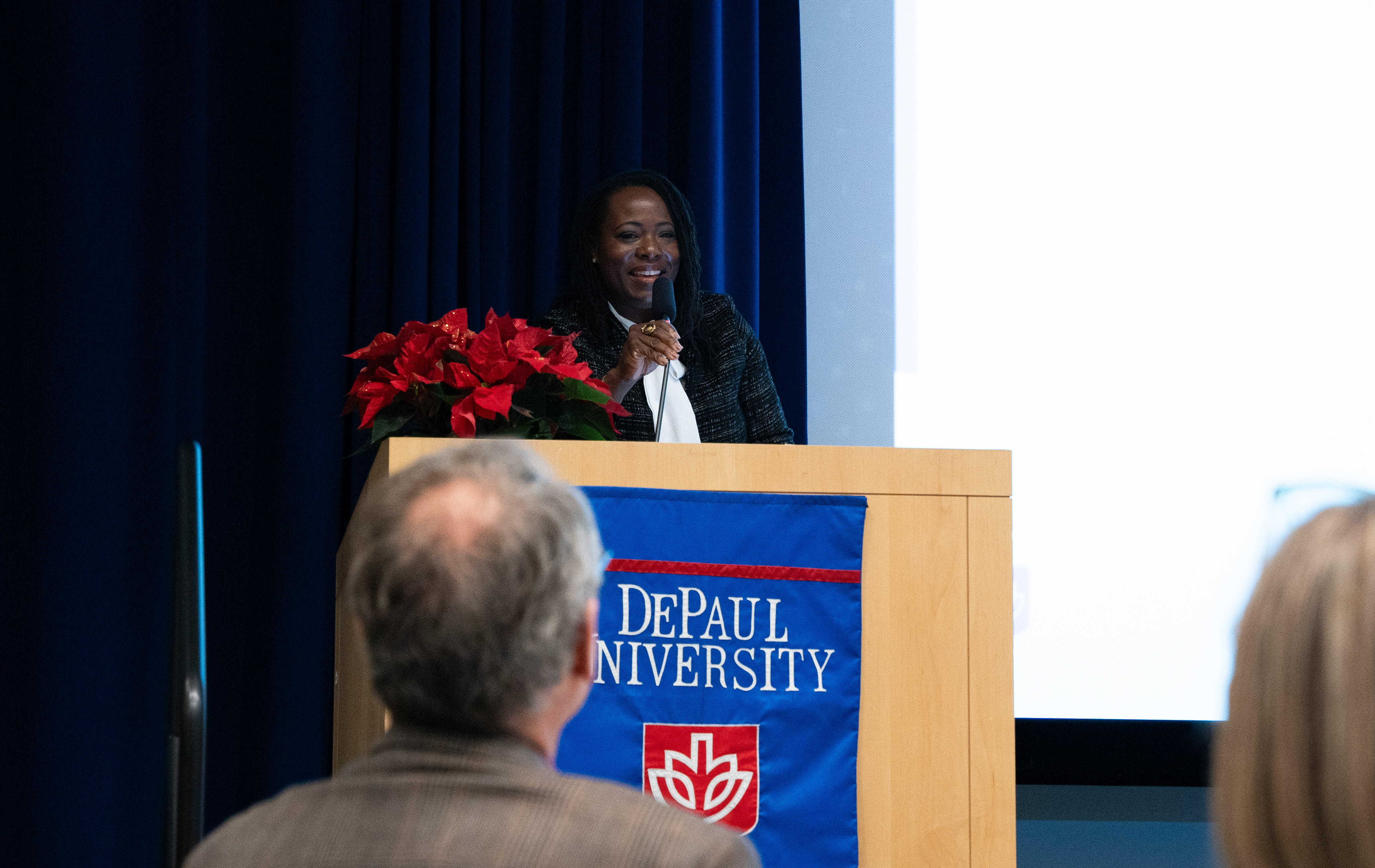 Dr. Monica Hall-Porter shares success strategies with DePaul faculty.