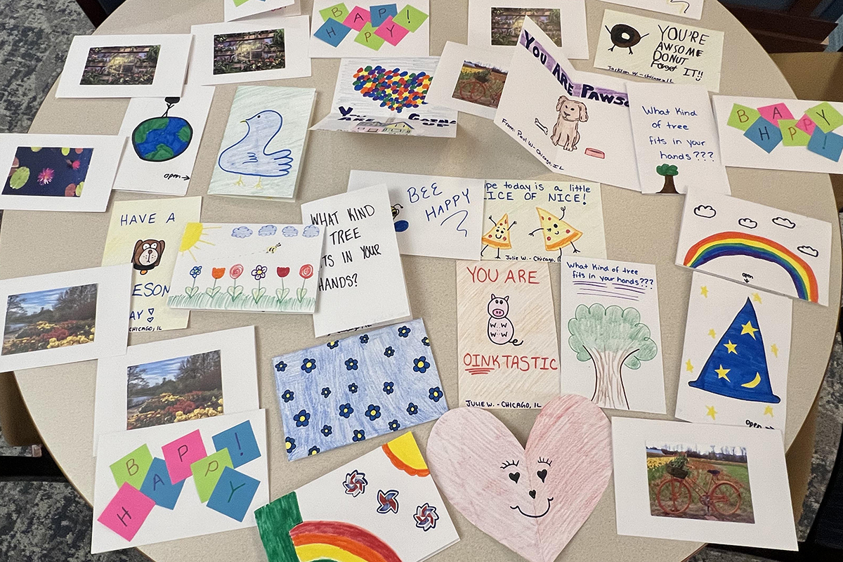 Cards designed by DePaul community members for the nonprofit, Cardz For Kidz.