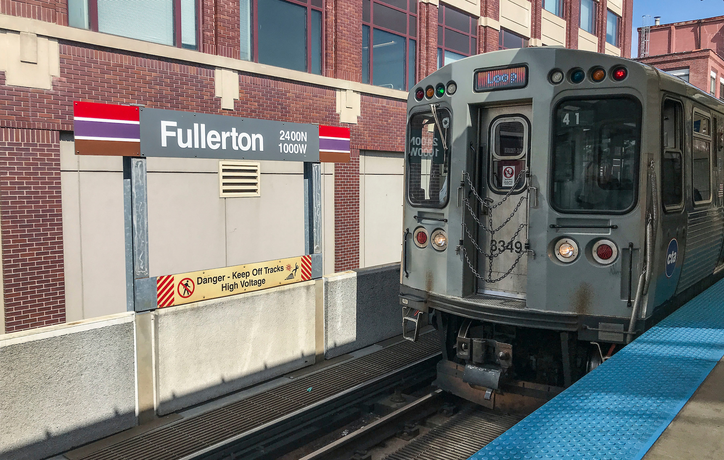 CTA train at Fullerton station