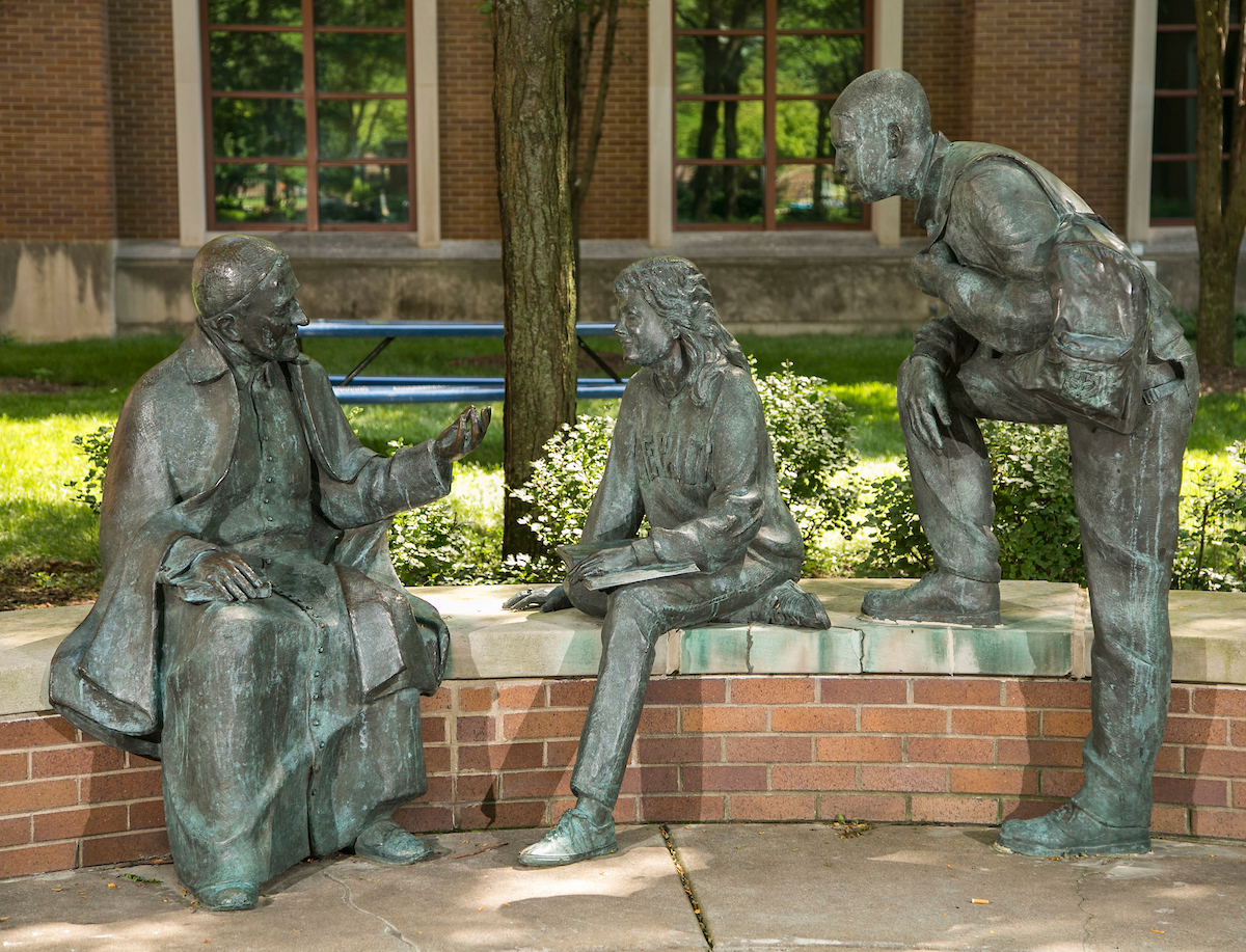 Sculpture at Saint Vincent’s Circle on the Lincoln Park Campus