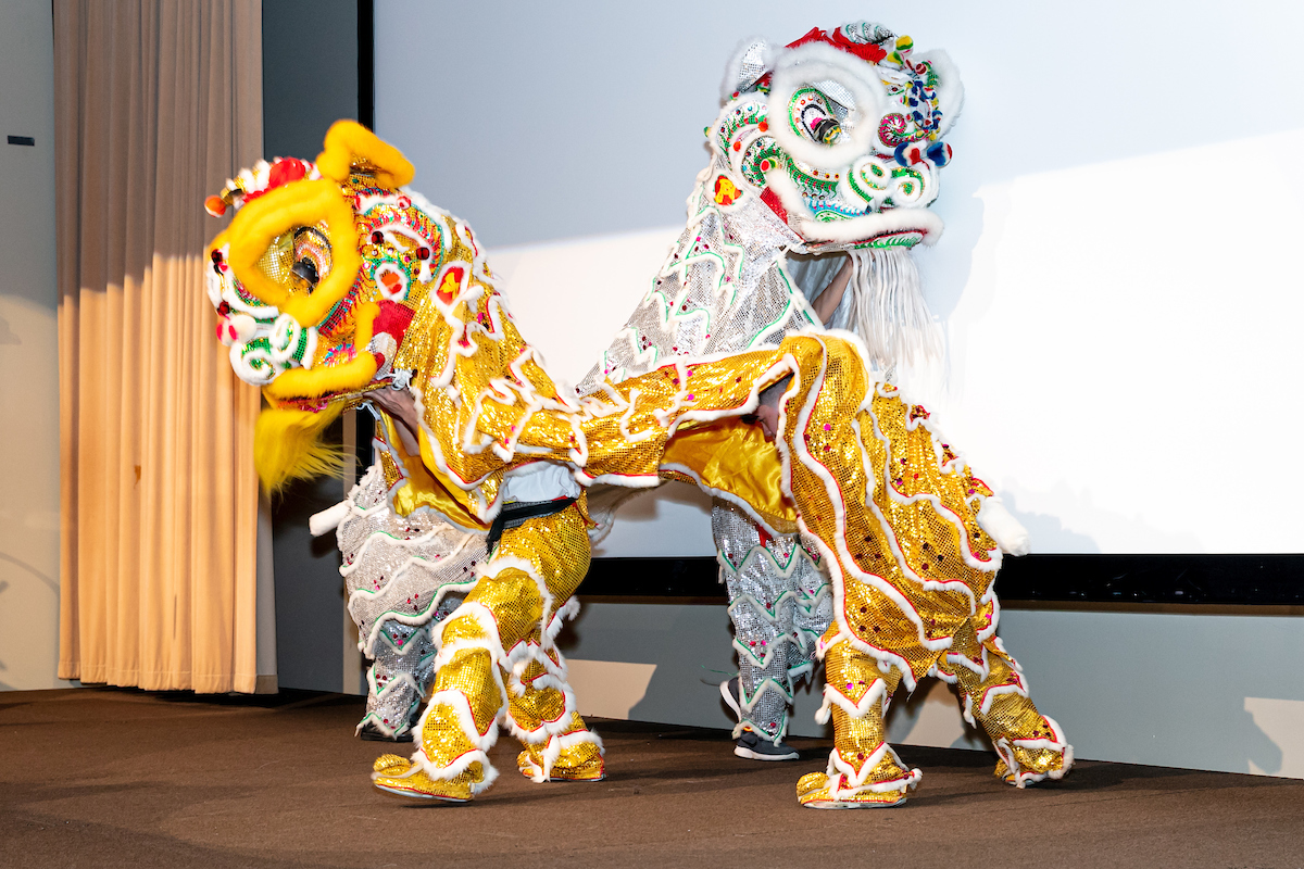 Chinese lions arrive and greet the audience during DePaul University’s 12th annual celebration of the Chinese lunar new year. 