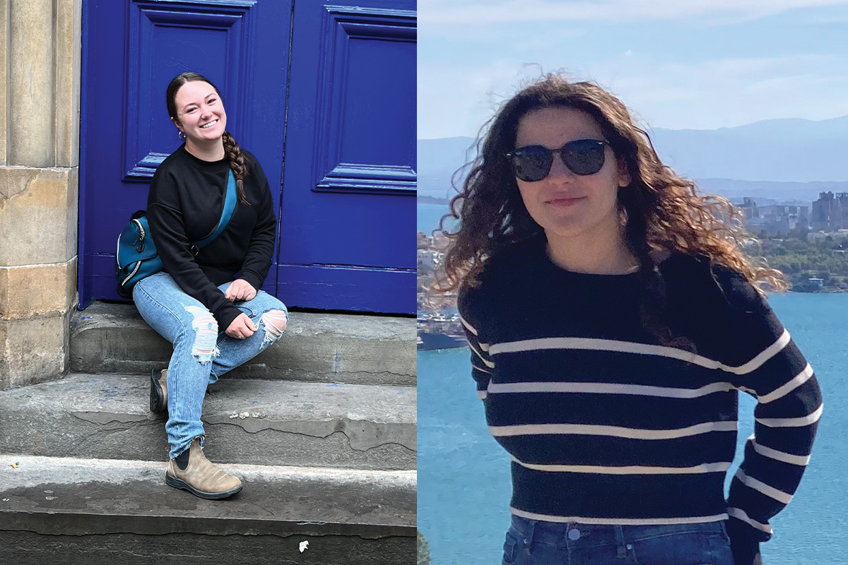Winter Johnson (left) used her Fulbright award to study sociology at the University of Kent in Canterbury, England. Olga Mourgelas (right) taught English in Athens, Greece. (Photos courtesy of Johnson and Mourgelas)