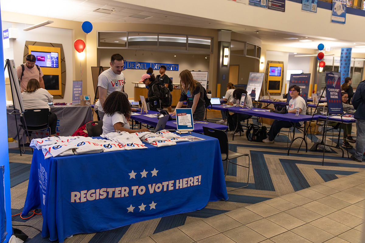 Vote DePaul tabling in the Student Center