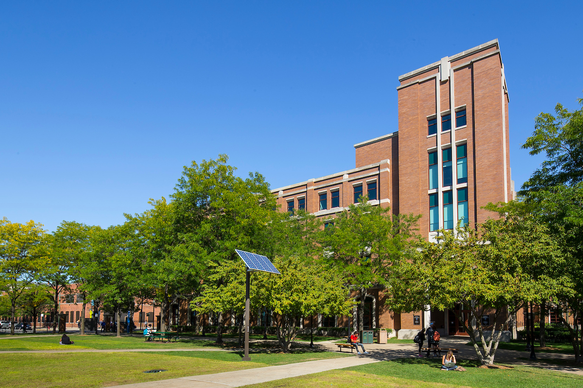DePaul University's Quad faces the John T. Richardson Library