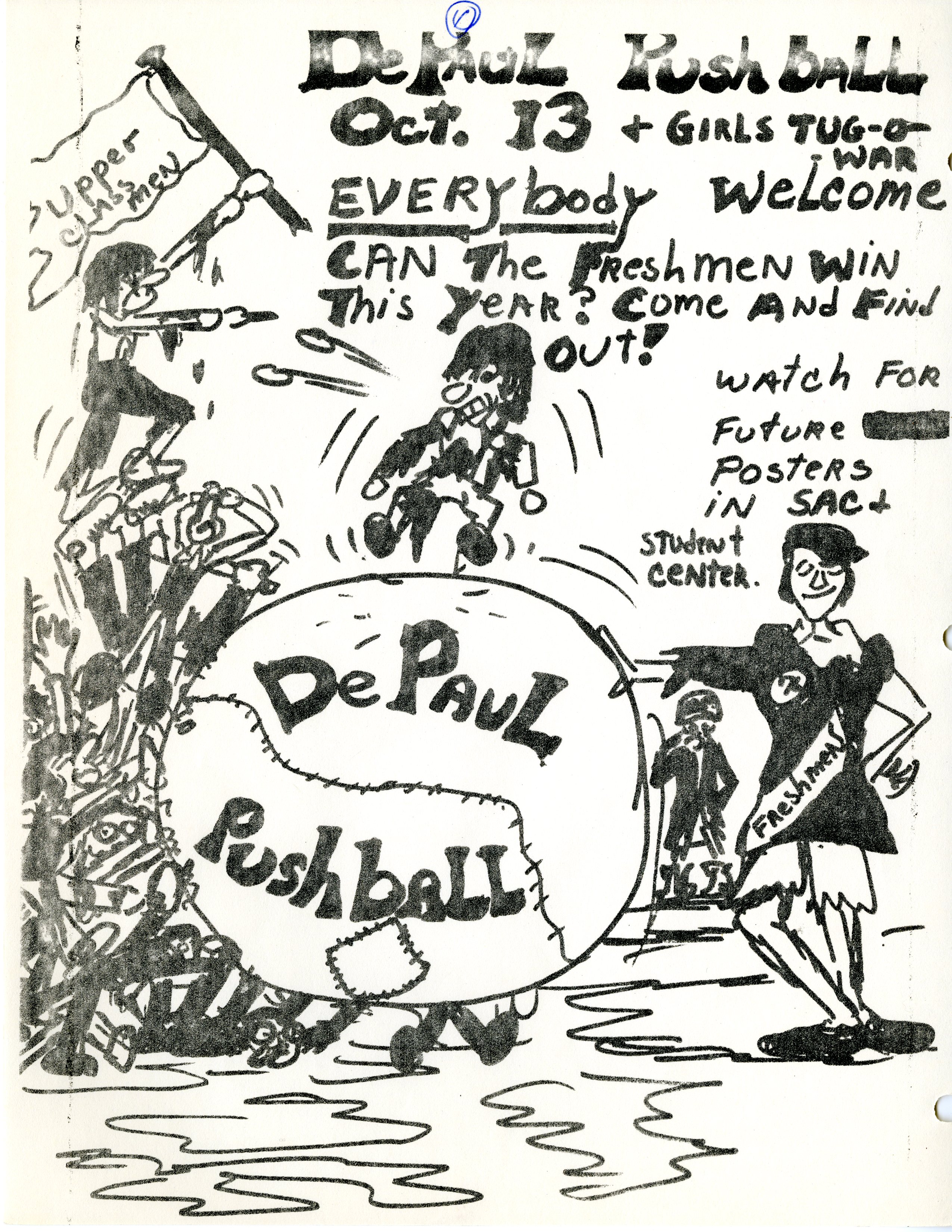 Flyer for the annual pushball contest, circa 1970s