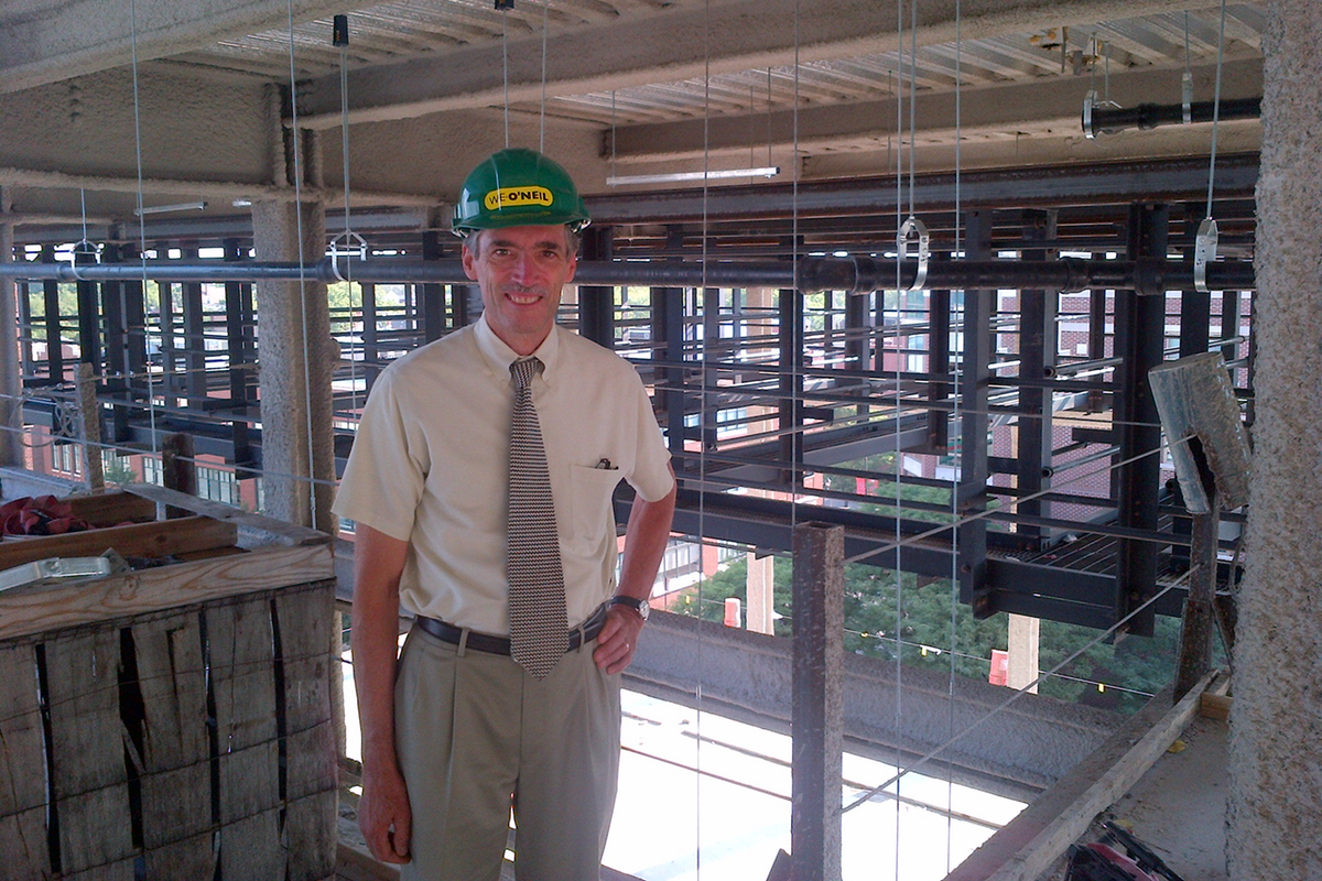 John Culbert during construction of what would become The Theatre School's new facilities.
