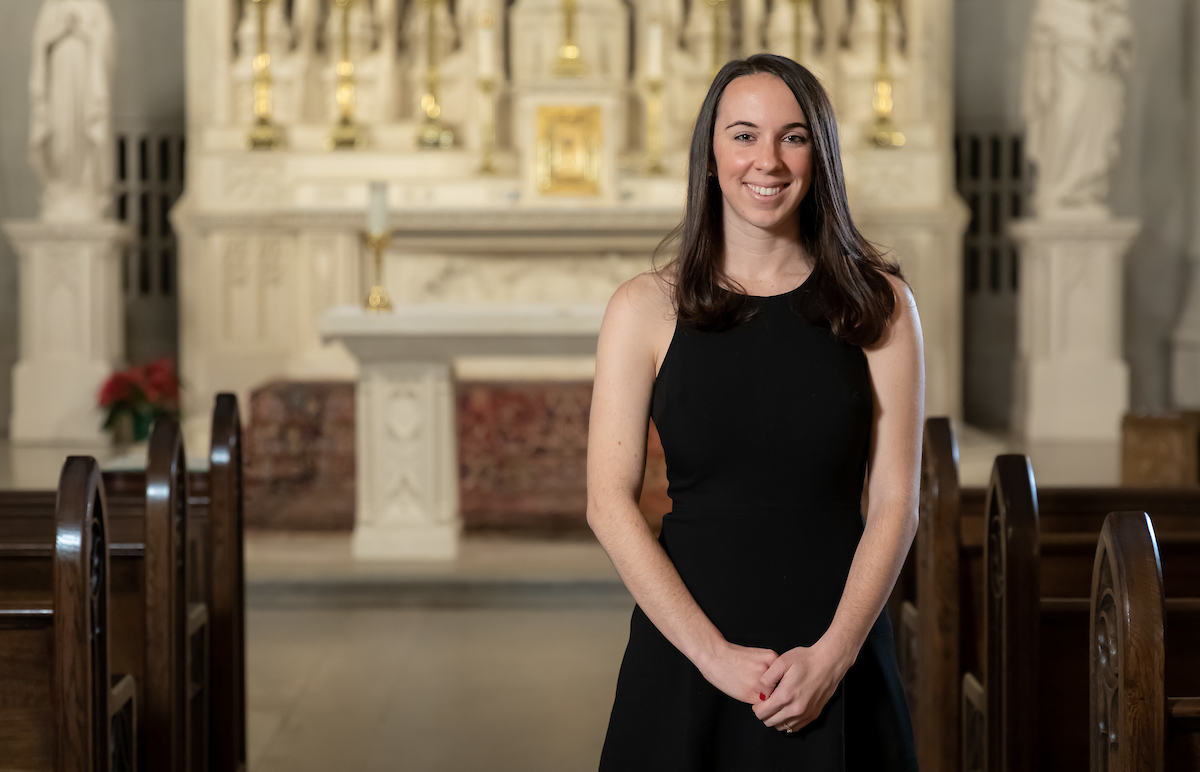 Jenna Rummelhart is a graduate student in the Kellstadt Graduate School of Business marketing program and also the senior communications coordinator for the Archdiocese of Chicago. (DePaul University/Jeff Carrion)