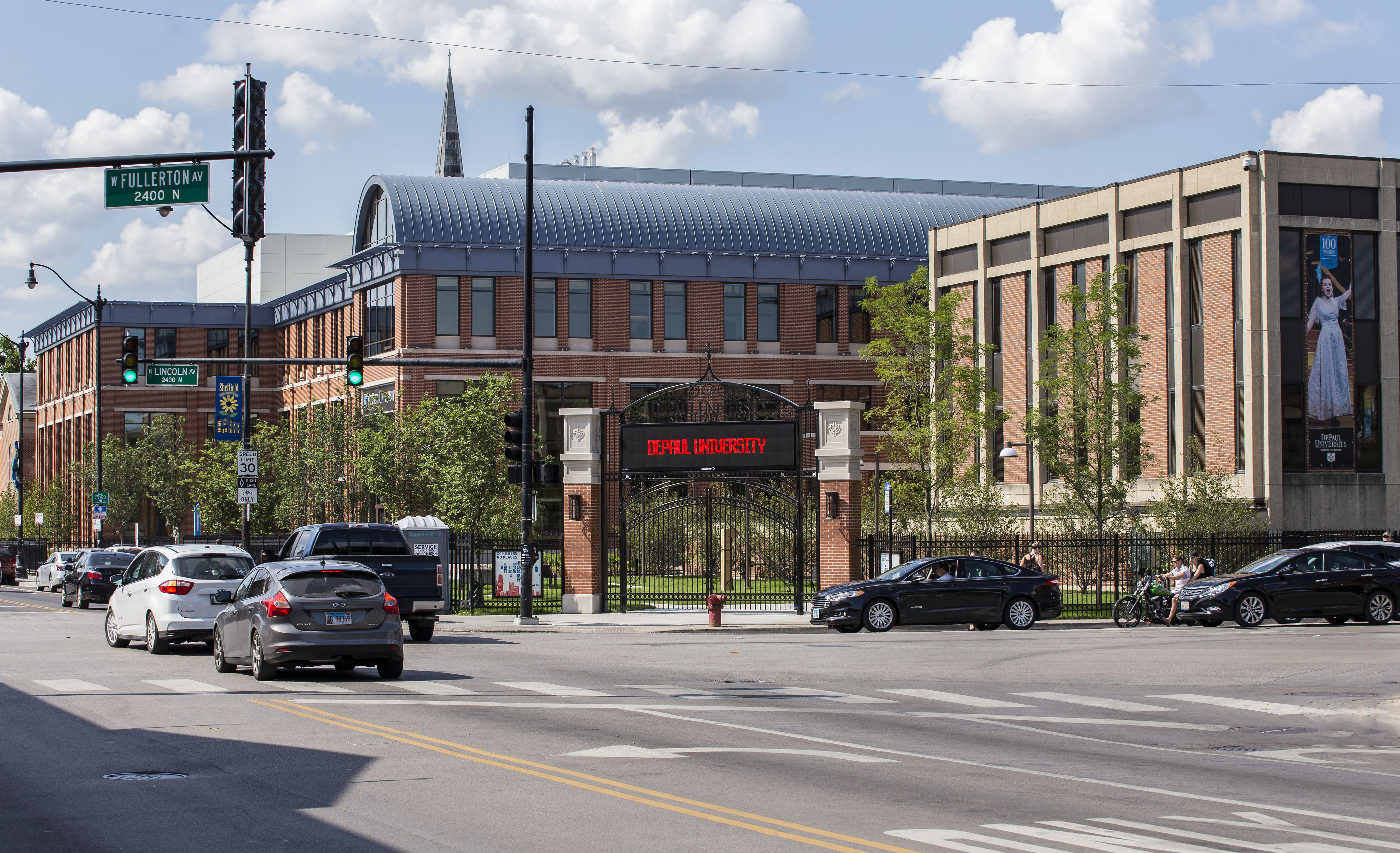 Street view of Gateway to DePaul University's Lincoln Park Campus