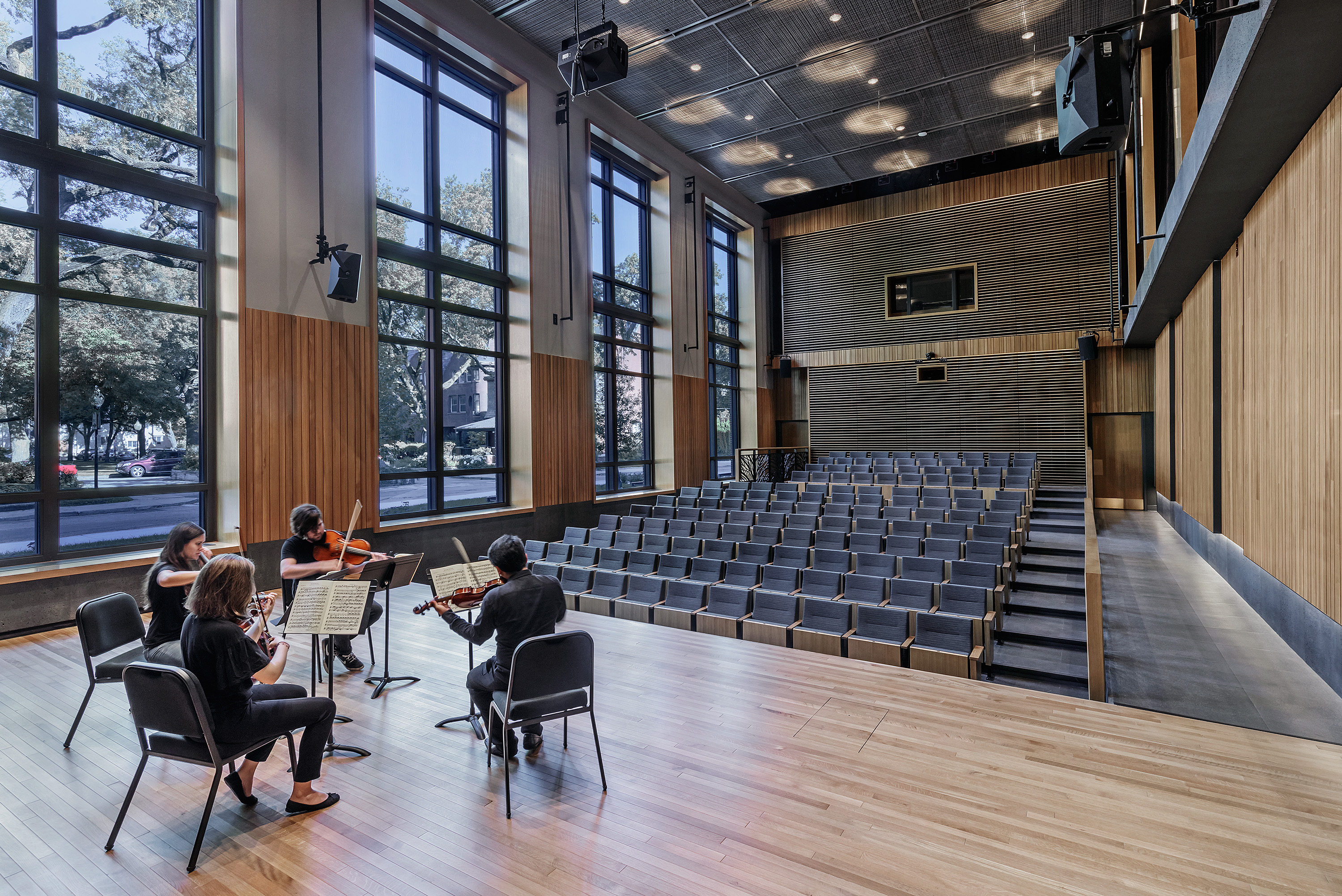 The 140-seat Murray and Michele Allen Recital Hall inside the DePaul University School of Music Holtschneider Performance Center