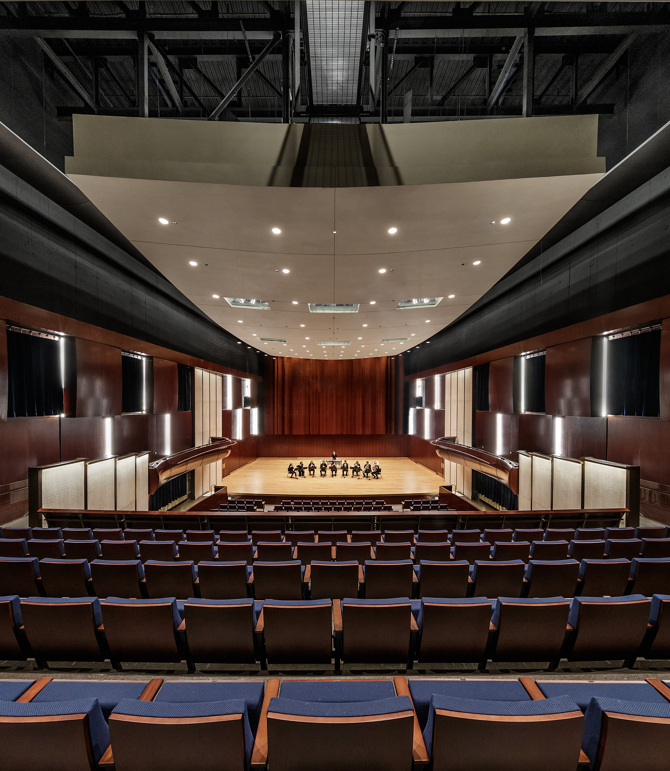 The 505-seat Mary Patricia Gannon Concert Hall inside the DePaul University School of Music Holtschneider Performance Center. 