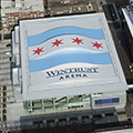 Giant image of Chicago flag spans Wintrust Arena roof