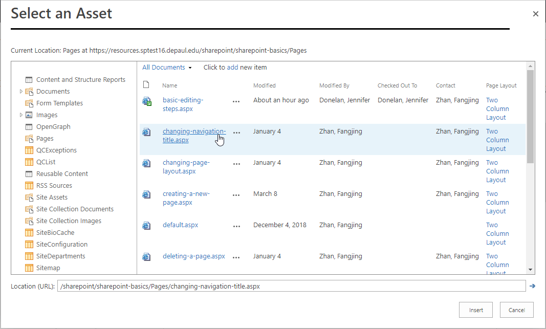 Link from SharePoint menu