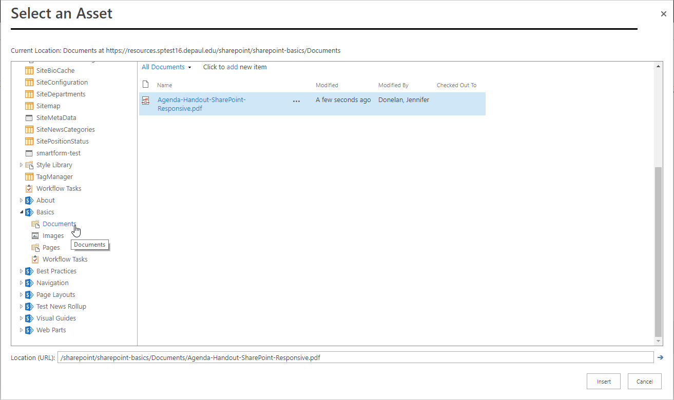 Link from SharePoint Window when linking to a document