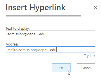 mailto hyperlink in pdf not working