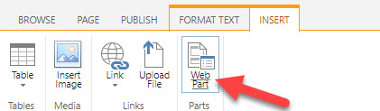 inserting webpart menu item