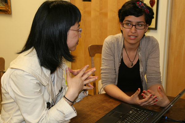 Two students working on homework