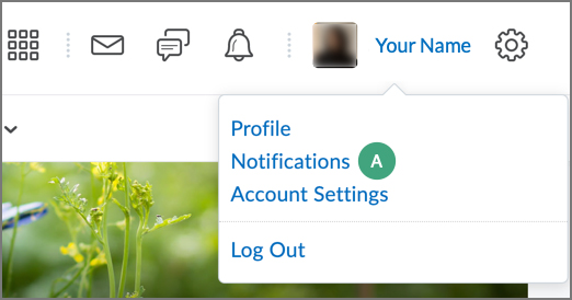 screenshot of dropdown menu after selecting name with label on notifications