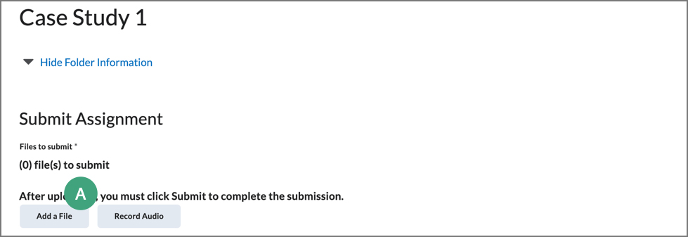 screenshot of the submission area with a label on the add file button