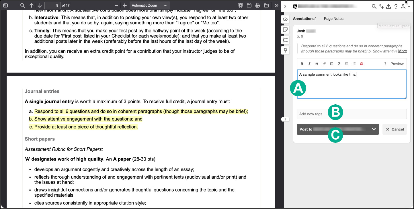 An illustration of highlighted text in a Hypothesis article. An illustration of highlighted text in a Hypothesis article.