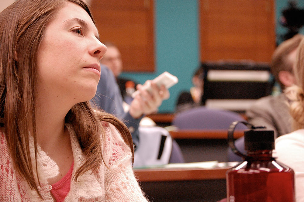 A student sitting in class.
