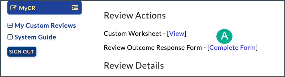 response form complete button